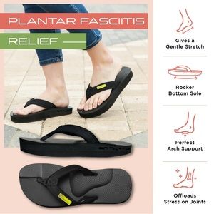 THE HEALING SOLE Plantar Fasciitis Flip Flop Sandals Black Size 11.5 W/10M